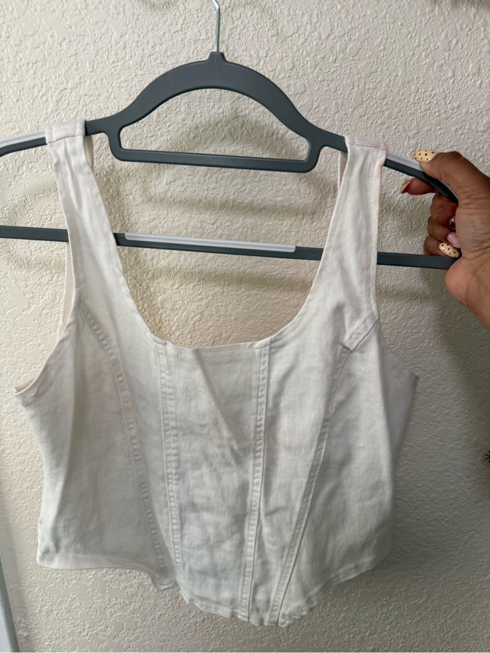 White Cotton Corset Tank Top